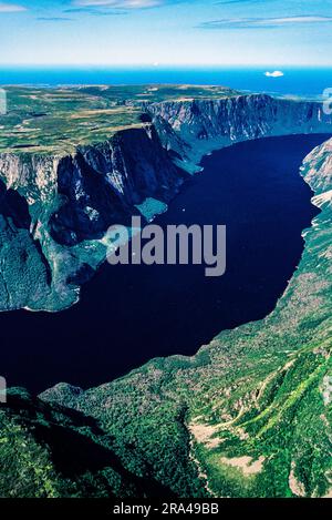 Luftaufnahme des Gros Morne National Park, Neufundland, Kanada Stockfoto