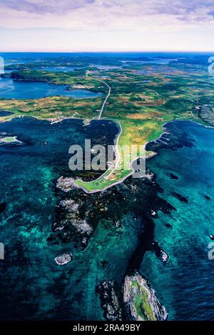 Luftaufnahme von L'Anse aux Meadows, Neufundland, Kanada Stockfoto