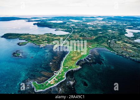 Luftaufnahme von L'Anse aux Meadows, Neufundland, Kanada Stockfoto