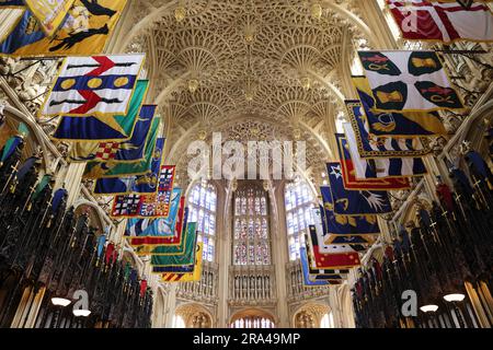 Die wunderschöne King Heinrich VII's Lady Chapel am östlichen Ende der Westminster Abbey, London, Großbritannien Stockfoto