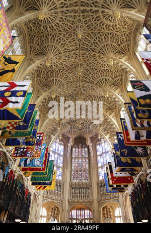 Die wunderschöne King Heinrich VII's Lady Chapel am östlichen Ende der Westminster Abbey, London, Großbritannien Stockfoto