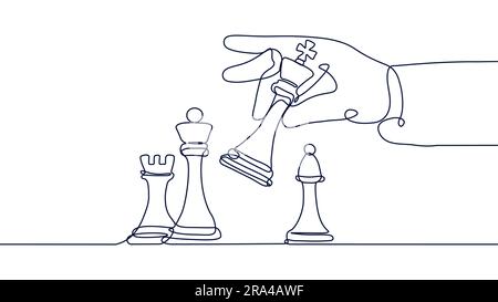 Handgriffe Schachfiguren Linienkonzept Stock Vektor