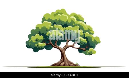 Grüner Cartoon-Baum. Vektordarstellung isoliert auf weißem Hintergrund Stock Vektor