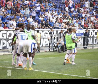 Harrison, New Jersey, USA. 30. Juni 2023. (SPO) CONCACAF Gold Cup: Fußballspiel zwischen Martinique und Kanada. 30. Juni 2023, Harison, New Jersey, USA: Fußballspiel zwischen Martinique und Panama, gültig für die 2. Runde des CONCACAF Gold Cup, in der Red Bull Arena, in Harrison, am Freitag (30) mit der Anwesenheit jubelnder Fans beider Teams. Credit: Jose Francisco/Thenews2 (Bonusbild: © Jose Francisco/TheNEWS2 via ZUMA Press Wire) NUR ZUR REDAKTIONELLEN VERWENDUNG! Nicht für den kommerziellen GEBRAUCH! Kredit: ZUMA Press, Inc./Alamy Live News Stockfoto