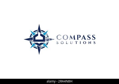 Elemente der Kompass-Designvorlage mit U-Logo. Minimalistisches und modernes Vektordesign für Unternehmen Stock Vektor