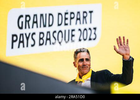 Bilbao, Spanien. 29. Juni 2023. Bild von Alex Whitehead/SWpix.com - 29/06/2023 - Radfahren - 2023 Tour de France - große Abfahrt: Teampräsentation - Guggenheim Museum, Bilbao, Baskenland - Miguel Induráin Credit: SWpix/Alamy Live News Stockfoto