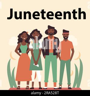 Eine flache Vektordarstellung der Juneteenth People Stock Vektor