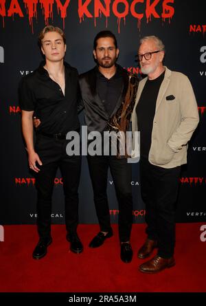 30. Juni 2023 Los Angeles, Kalifornien - Thomas Robie, Amit Sarin, Robert Englund. Die Los Angeles Premiere VON Natty Knocks findet im Harmony Gold in Los Angeles statt. (Kreditbild: © FS/AdMedia via ZUMA Press Wire) NUR REDAKTIONELLE VERWENDUNG! Nicht für den kommerziellen GEBRAUCH! Stockfoto