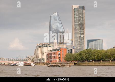 Sea Containers House, One Blackfriars, South Bank Tower, Oxo Tower neben Gabriel's Wharf, Upper Ground, Southbank, Lambeth, London, SE1, GROSSBRITANNIEN Stockfoto