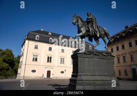 Carl-August-Denkmal, Platz der Demokratie, Weimar, Thüringen, Deutschland Stockfoto