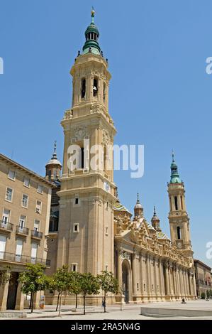 Basilica de nuestra Senora del Pilar de Zaragoza, Catedral Salvador, Plaza del Pilar, Zaragoza, Aragon, Spanien Stockfoto