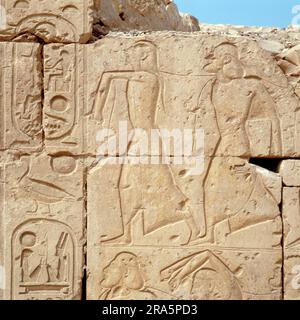 Relief, Temple Sethos, Abydos, Egypt IRelief, Temple Sethos I, Abydos, Ägypten Stockfoto