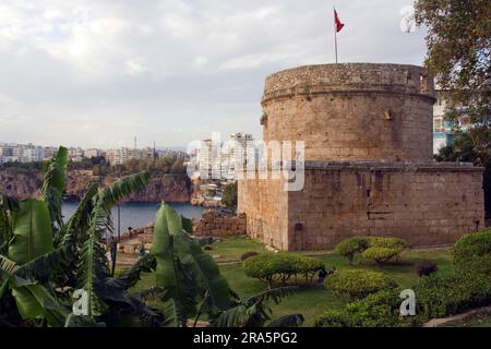 Citadel Tower, Antalya, Türkei, Hidirlik Kulesi, Verteidigungsturm Stockfoto