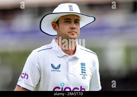 London, Großbritannien. 01. Juli 2023. Stuart Broad of England während des LV= Insurance Ashes Test Series Second Test Day 4 England gegen Australia at Lords, London, Großbritannien, 1. Juli 2023 (Foto von Mark Cosgrove/News Images) in London, Großbritannien, am 7./1. Juli 2023. (Foto: Mark Cosgrove/News Images/Sipa USA) Guthaben: SIPA USA/Alamy Live News Stockfoto
