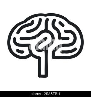 Einzeiliges „Brain“-Design. Logo-Design. Handgezeichneter Minimalismus-Stil. Stock Vektor