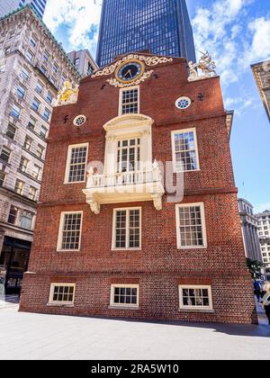 Massachusetts Old State House im historischen Stadtzentrum von Boston, Massachusetts, in der Nähe von Beacon Hill und Freedom Trail Stockfoto