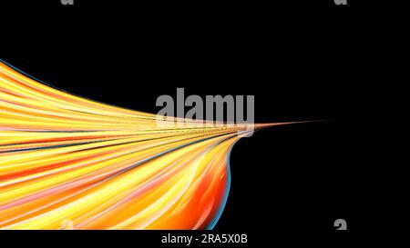 Wunderschönes leuchtendes Gelb Orange abstrakt energetisch magisch kosmisch feurige Textur aus Linien und Streifen, Wellen, Flammen mit Drehungen verwandeln sich in Infi Stock Vektor