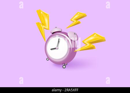 3D Blitzsymbol mit schnellem Coupon für Online-Einkäufe und -Verkäufe. 3D Blitzenergie, Blitzalarm auf Zeit für Coupon. 3D cl Stock Vektor