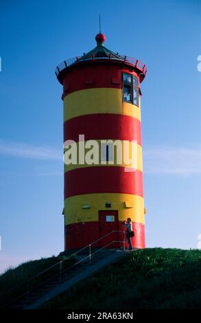 Leuchtturm, Nordsee, Pilsumer, Pilsum, Krummhoern, Ostfriesien, Niedersachsen, Deutschland Stockfoto