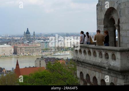 Blick von der Fischerbastei, Burgberg, Budapest, Ungarn Stockfoto