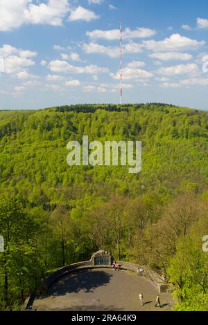 Blick vom Hermann-Denkmal in der Nähe von Detmold, Teutoburger Wald, Nordrhein-Westfalen, Deutschland, Hermann-Denkmal Stockfoto