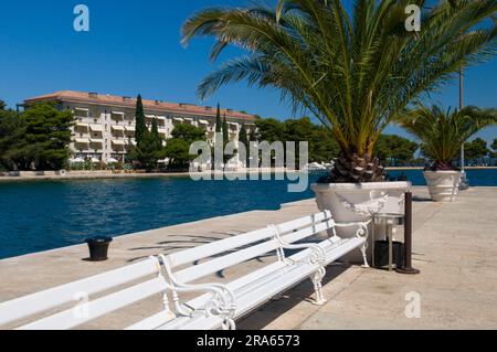 Pier, Veli Brijun, Brijuni National Park Island, Istrien, Kroatien Stockfoto