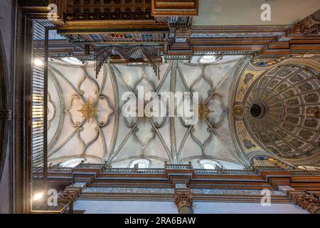 Ubeda, Spanien - 2. Juni 2019: Decke der Heiligen Kapelle des Erlösers (Sacra Capilla del Salvador) - Ubeda, Jaen, Spanien Stockfoto