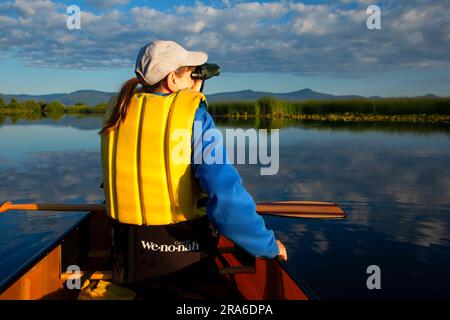 Kanu, Wood River Wetland, Klamath Falls District Büro des Land-Managements, Oregon Stockfoto