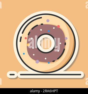 Süßer Donut-Aufkleber in Pastellfarben. Beige Stock Vektor