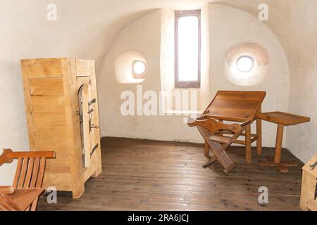 Kleines Arbeitszimmer im Oberen Schloss, Schloss Vianden, Vianden, Kanton Vianden, Luxemburg Stockfoto