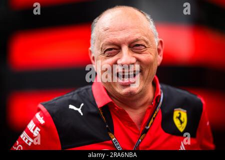 Spielberg, Österreich. 30. Juni 2023. Frederic Vasseur, Teamleiter von Scuderia Ferrari, lächelt nach der Qualifizierung des Großen Preises Österreichs F1 auf dem Red Bull Ring. (Foto: Jure Makovec/SOPA Images/Sipa USA) Guthaben: SIPA USA/Alamy Live News Stockfoto