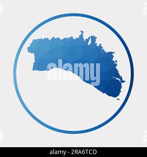 Minorca-Symbol. Polygonale Karte der Insel im Gradientenring. Rundes, tiefes Poly-Minorca-Schild. Vektordarstellung. Stock Vektor