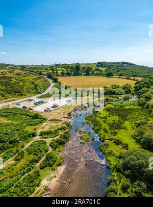 Cadover Bridge auf Dartmoor, über den Fluss Plym Stockfoto