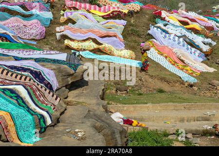 Dhobi Ghat war ein Mann im ländlichen indien Stockfoto