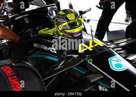 Glockenhelm von HAMILTON Lewis (gbr), Mercedes AMG F1 Team W14, während der Formel 1 Rolex Grosser Preis von Osterreich 2023, 2023 Grand Prix Österreich, 9. Runde der Formel-1-Weltmeisterschaft 2023 vom 30. Juni bis 2. Juli 2023 auf dem Red Bull Ring, in Spielberg, Österreich Guthaben: Independent Photo Agency Srl/Alamy Live News Stockfoto