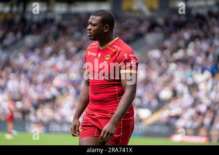 Hull, UK. 1. Juli 2023 Betfred Super League - Runde 17: Hull FC gegen Catalans Dragons. Jordan Dezaria, Katalanische Drachen. Kredit Paul Whitehurst/Alamy Live News Stockfoto