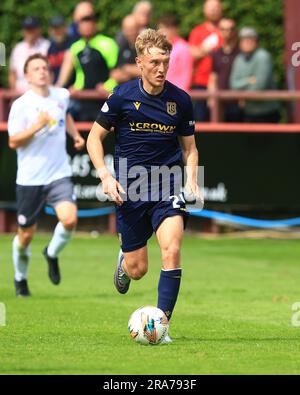 1. Juli 2023; Glebe Park, Brechin, Angus, Schottland: Scottish Pre Season Football Friendly, Brechin City versus Dundee; Max Anderson von Dundee Stockfoto