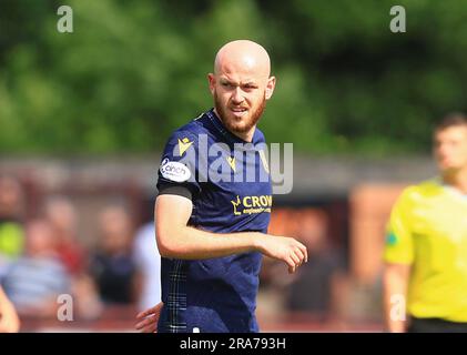 1. Juli 2023; Glebe Park, Brechin, Angus, Schottland: Scottish Pre Season Football Friendly, Brechin City versus Dundee; Zak Rudden von Dundee Stockfoto