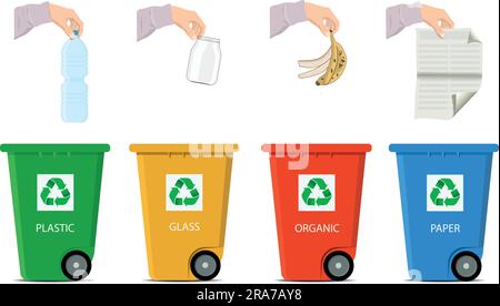 Vektorinfographische Darstellung einer separaten Garbage Collection. Abfallrecycling Stock Vektor