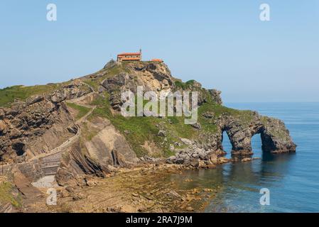 Blick auf San Juan de Gaztelugatxe in spanien Stockfoto