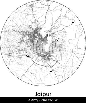 Stadtplan Jaipur Indien Asien Vektordarstellung schwarz weiß Stock Vektor