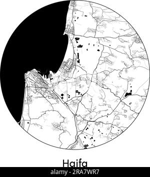 Stadtplan Haifa Israel Asien Vektordarstellung schwarz weiß Stock Vektor