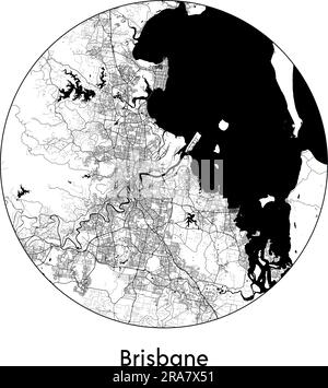 Stadtplan Brisbane Australien Vektordarstellung schwarz weiß Stock Vektor