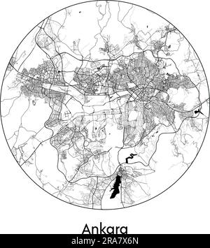 Stadtplan Ankara Türkei Asien Vektordarstellung schwarz weiß Stock Vektor