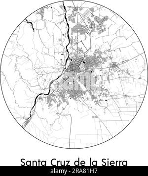 Stadtplan Santa Cruz de la Sierra Bolivien Südamerika Vektordarstellung schwarz weiß Stock Vektor