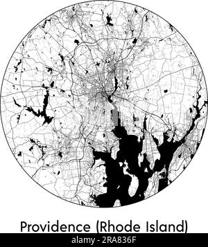 Stadtplan Providence (Rhode Island) USA Nordamerika Vektordarstellung schwarz weiß Stock Vektor