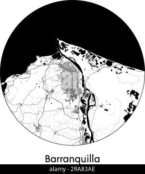 Stadtplan Barranquilla Colombia South America Vector Illustration schwarz weiß Stock Vektor