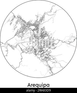 Stadtplan Arequipa Peru Südamerika Vektordarstellung schwarz weiß Stock Vektor