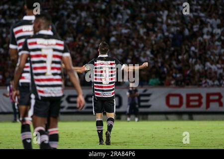 Recife, Brasilien. 01. Juli 2023. PE - RECIFE - 07/01/2023 - BRASILEIRO D 2023, SANTA CRUZ X NACIONAL DE PATOS - Pipico-Spieler aus Santa Cruz feiert sein Tor bei einem Spiel gegen Nacional de Patos im Arruda-Stadion für die brasilianische Meisterschaft D 2023. Foto: Rafael Vieira/AGIF/Sipa USA Kredit: SIPA USA/Alamy Live News Stockfoto