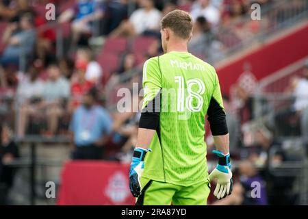 Toronto, Ontario, Kanada. 1. Juli 2023. Zac MacMath #18 in Aktion während des Spiels zwischen dem FC Toronto und Real Salt Lake am BMO Field in Toronto. Das Spiel endete 0-1 für Real Salt Lake (Kreditbild: © Angel Marchini/ZUMA Press Wire), NUR REDAKTIONELLE VERWENDUNG! Nicht für den kommerziellen GEBRAUCH! Stockfoto